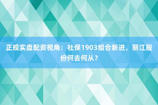 正规实盘配资视角：社保1903组合新进，丽江股份何去何从？