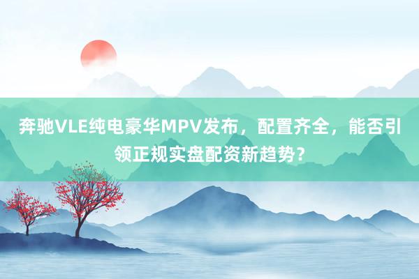 奔驰VLE纯电豪华MPV发布，配置齐全，能否引领正规实盘配资新趋势？