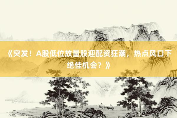 《突发！A股低位放量股迎配资狂潮，热点风口下绝佳机会？》