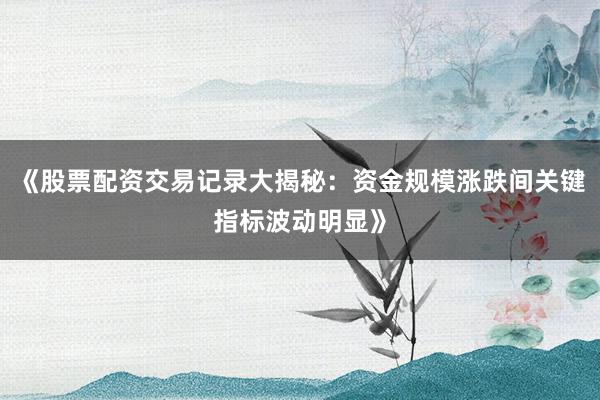 《股票配资交易记录大揭秘：资金规模涨跌间关键指标波动明显》
