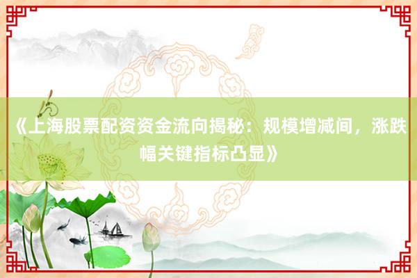 《上海股票配资资金流向揭秘：规模增减间，涨跌幅关键指标凸显》