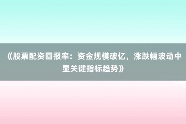 《股票配资回报率：资金规模破亿，涨跌幅波动中显关键指标趋势》